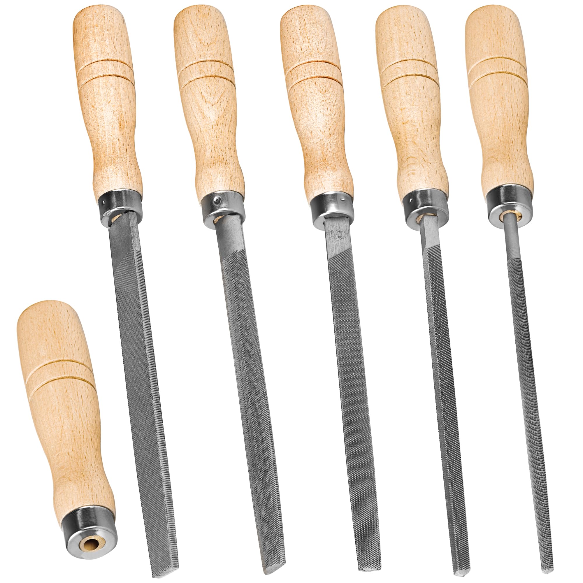 ACCOCO High Carbon Steel File Set with Wooden Handles Rasp File